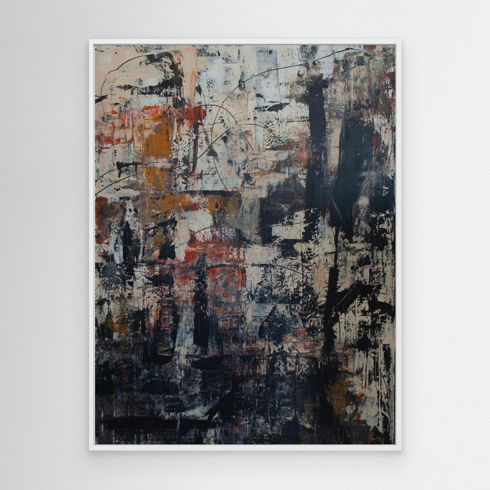 Gathering Storm abstract schilderij met witte lijst.