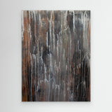 Whispers of Rain – print van modern abstract schilderij in bruin en grijs gemaakt door Lianne de Witte