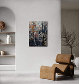 Gathering Storm – rauw en expressief abstract schilderij in rustig interieur.