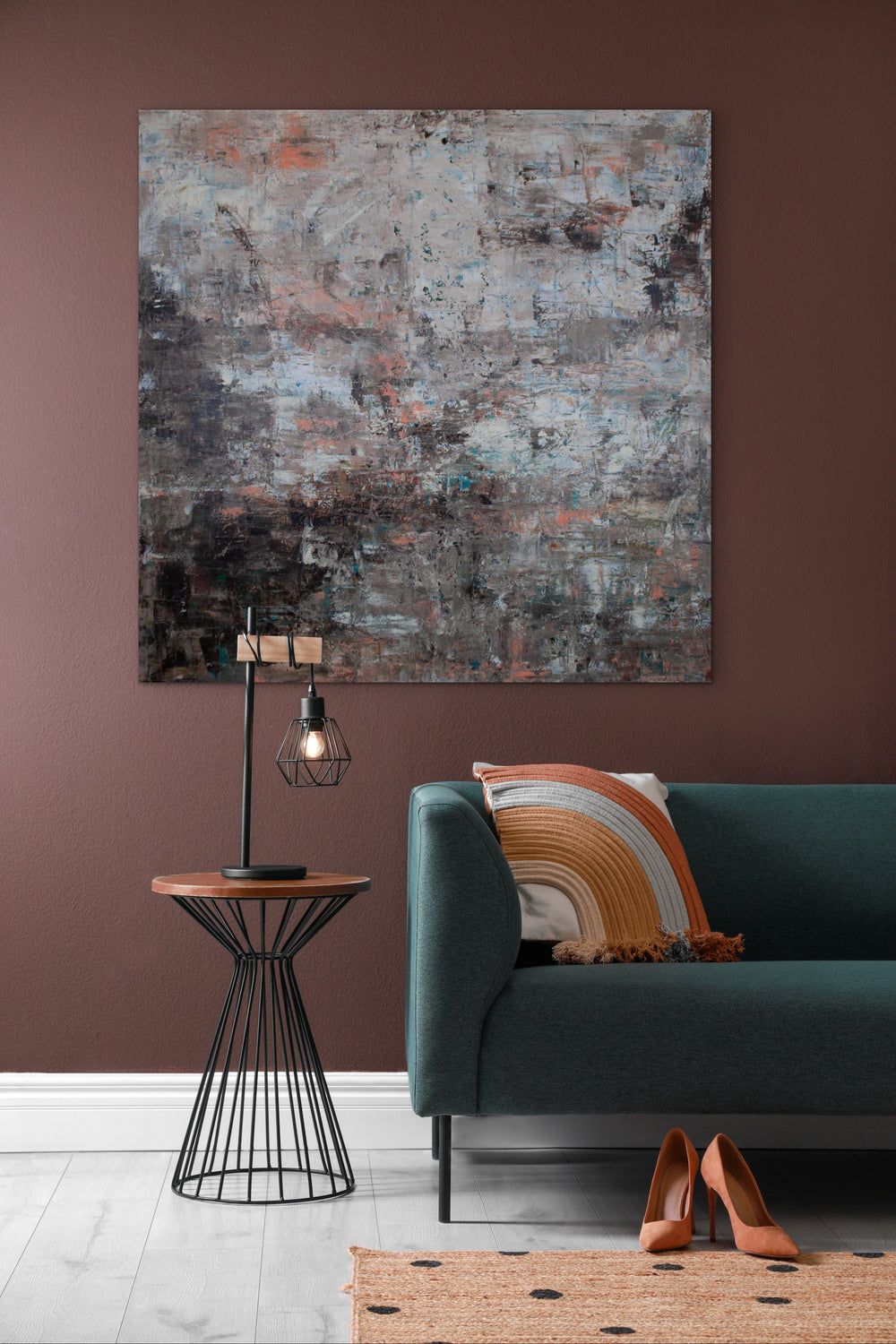 Muted Days – sober abstract schilderij met textuur in een modern interieur. 