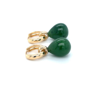 Gouden oorsieraden met Jade, gemaakt door Lianne de Witte Edelsmid