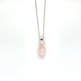 Mooie hanger van zilver me rozekwarts.