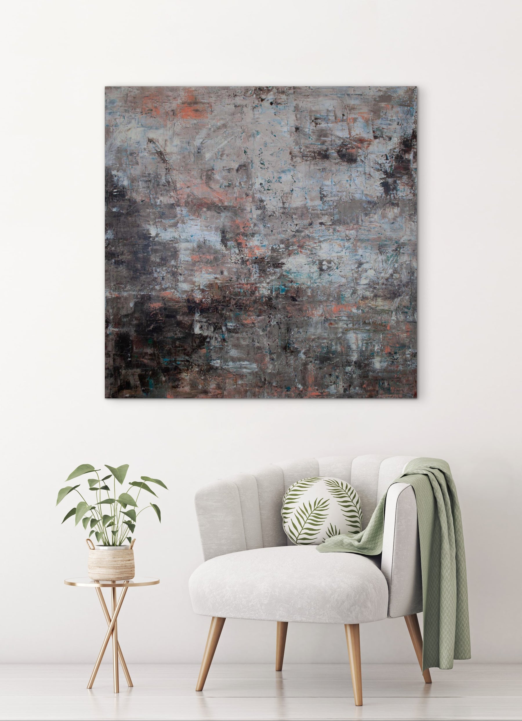 Muted Days – print van modern abstract schilderij in zachte, gedempte tinten