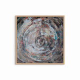 Eye of the Storm – abstract schilderij met krachtige beweging en een eiken lijst.