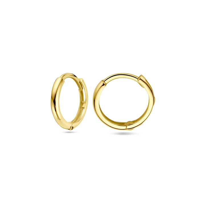 Mooie 14k Geelgouden klapoorringen. De oorringen hebben een breedte van 2mm en een diameter van 12 mm.