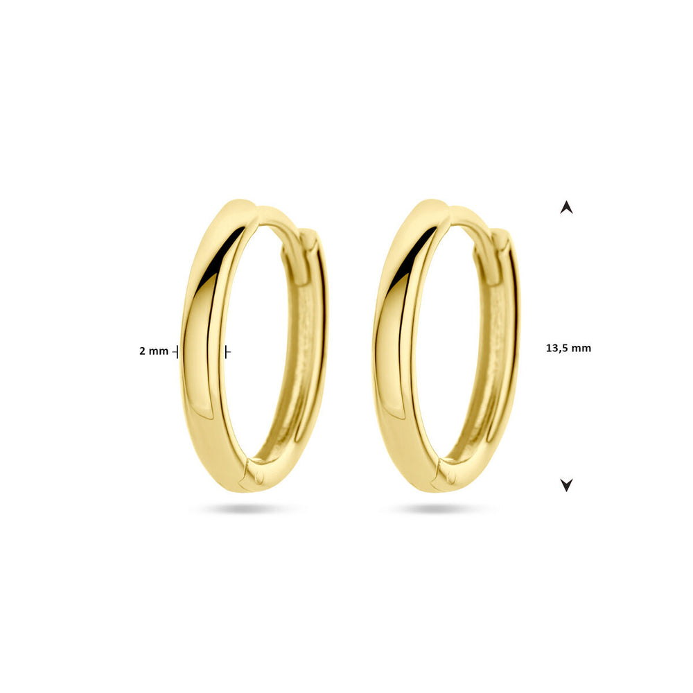 Oorringen geelgoud 13,5 mm bol