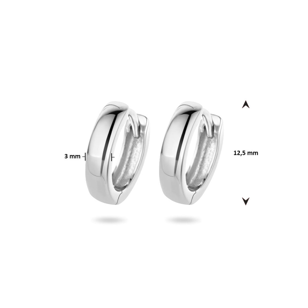 Oorringen zilver 12,5 mm, 3 mm breed.