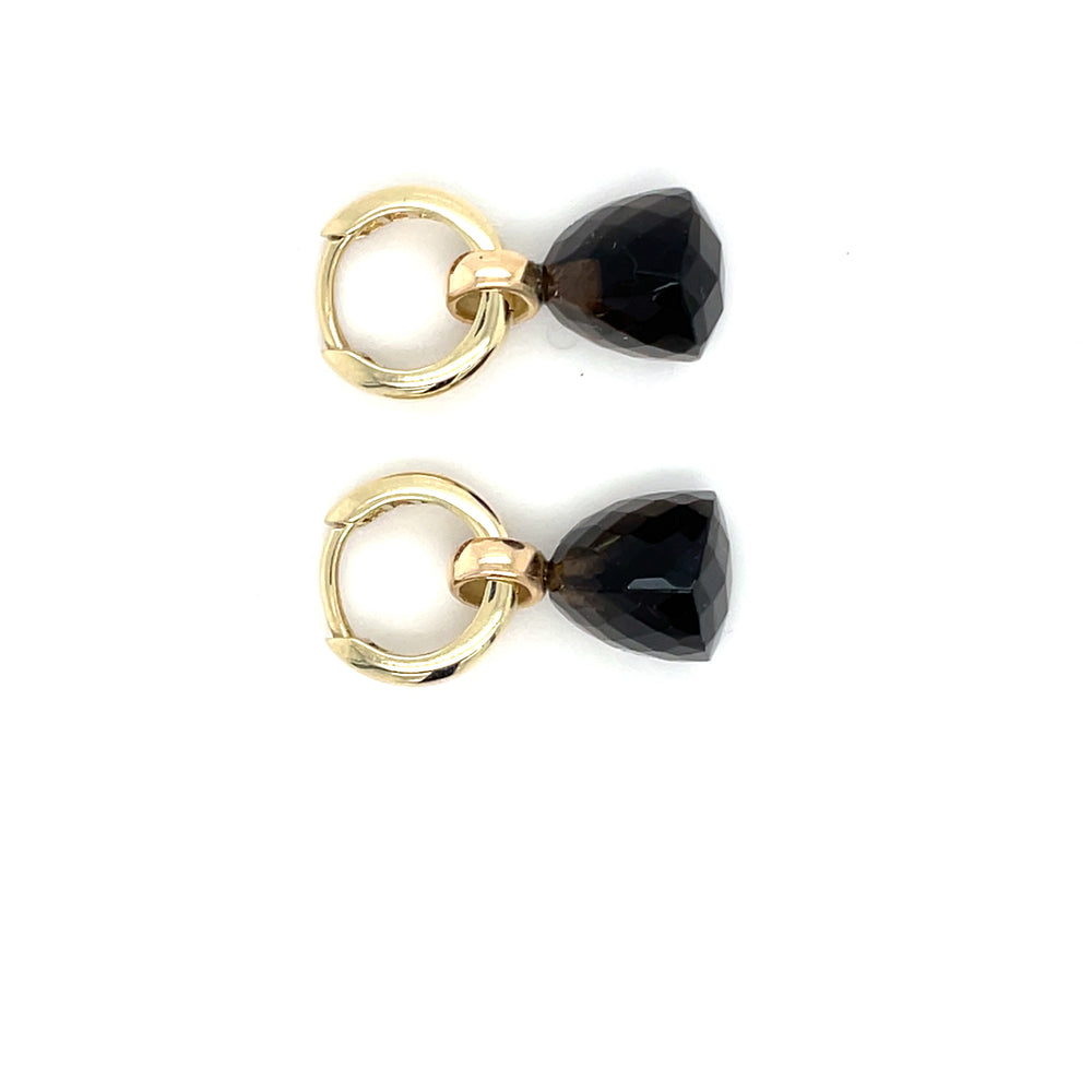 Gouden oorsieraden met rookkwarts