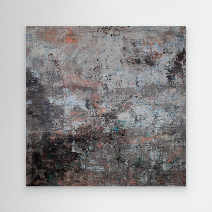 Muted Days – print van modern abstract schilderij in zachte, gedempte tinten in grijs en bruin. Gemaakt door Lianne de Witte in Zeeland.